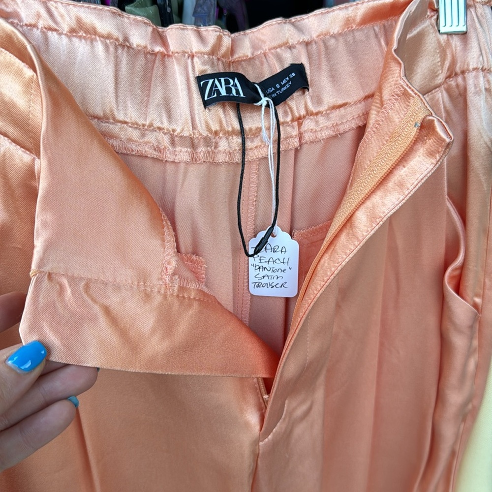 Zara Peach Pantone Satin Trouser - Picture 8 of 8